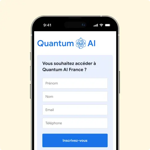 Écran mobile inscription Quantum AI