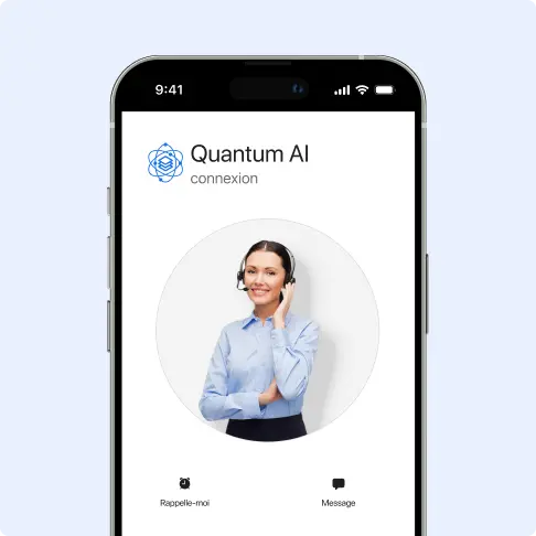 Service client Quantum AI écran mobile
